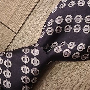 STEFANO RICCI Luxury Collection Italy Metallic Black Silver Abstract Silk‎ Tie